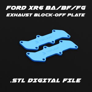 以下が含まれることがあります： フォード XR6 BA/BF/FG 用の青い 3D プリントされた排気遮断プレート 2 枚。プレートには「TRIPLE3D」の文字が印刷されています。STL デジタルファイルです。