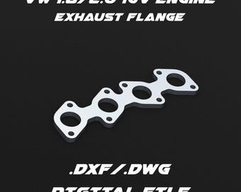 VW 1.8/2.0 16V engine exhaust flange .dxf/.dwg digital file for laser cutting and custom fabrication
