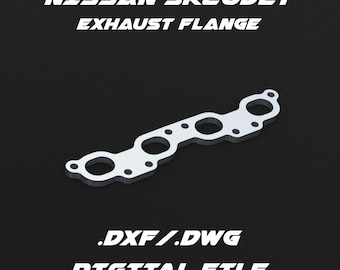 Archivo digital .dxf/.dwg de brida de escape de motor Nissan SR20DET para corte láser y fabricación personalizada