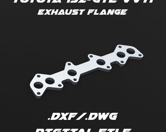 Toyota 1JZ-GTE VVTi engine exhaust flange .dxf/.dwg digital file for laser cutting and custom fabrication