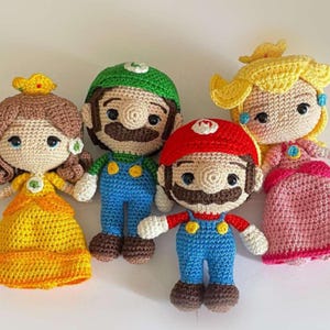 Mario Bros Co. Häkelanleitungsset PDF | Amigurumi Mario, Luigi, Prinzessin Peach & Daisy | Superheld Spielzeug-Kollektion | Sofort Download