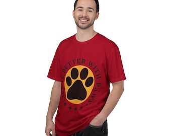 Camiseta "La vida es mejor con patas", unisex, colores cómodos