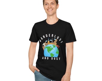 Pasión por los viajes y el polvo, BBCEarth, Mochila de agente inmobiliario, Camiseta unisex suave, Ubicación destacada en el gráfico del globo terráqueo