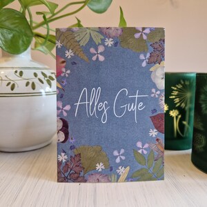 Grußkarte A6 'Alles Gute' – Blüten-Postkarte im Naturdesign, aus gepressten Blumen, ideal für Geburtstag, Hochzeit oder als Geschenk
