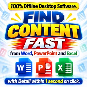 Software voor het zoeken naar documenten voor Windows, offline bestandszoeker, zoekfunctie voor Word, Excel en PowerPoint, direct zoeken op het bureaublad