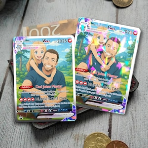 Personalized P0ke Anniversary Card, Custom Photo Anime Wedding Card, Anniversary Gift, Gift for Him, Gift for Her, Custom Card for Couple