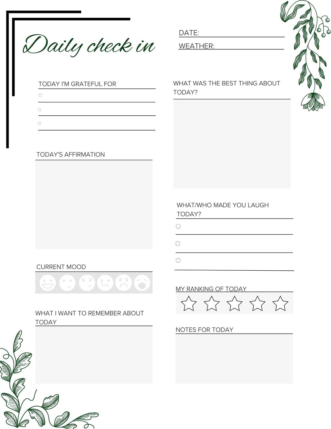 Daily Check in Gratitude Journal - Etsy