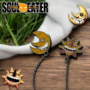Anime Soul Eater Sun & Moon-brochespelden | Cartoon geëmailleerde metalen badges voor tassen, jassen x kleding | Perfect cadeau voor anime-fans!