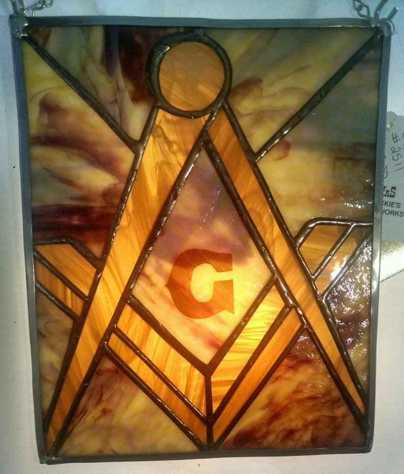Stained Glass Compass And Square Image 0