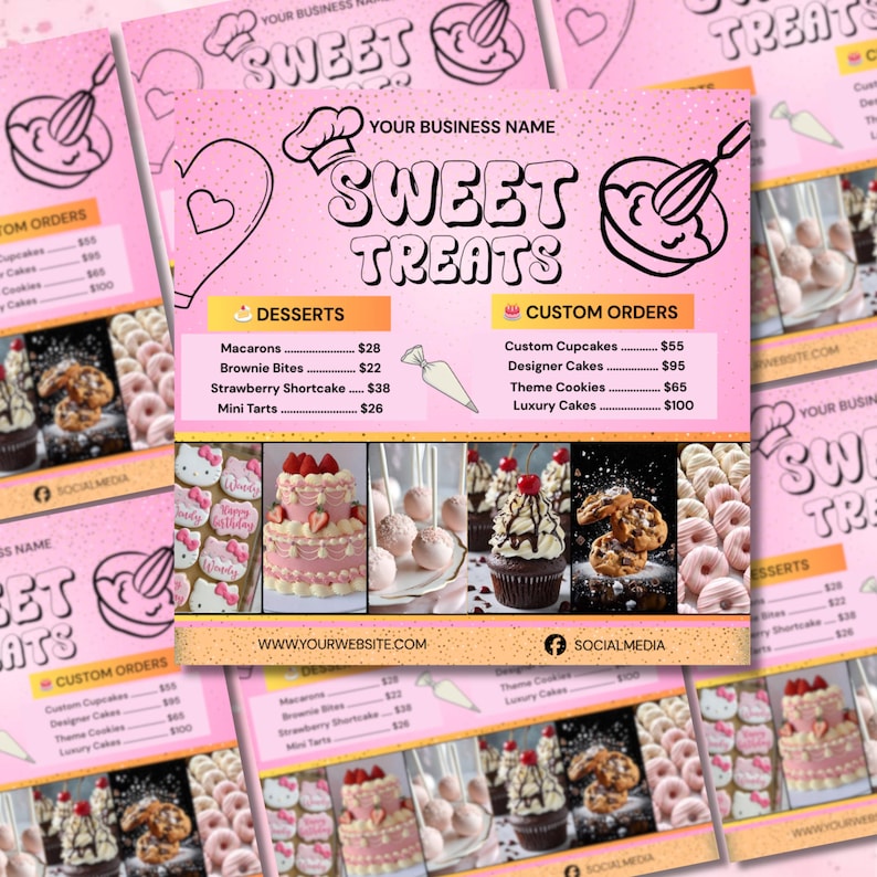 Bakery Flyer, Sweet Treats Flyer, Bake Sale Flyer, Dessert Flyer, Bake ...