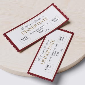 Dinner Date Coupon Voucher, Gift Voucher Template, date night voucher, Love Coupon, Restaurant Voucher, Canva Editable
