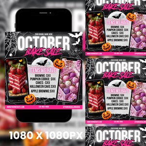 October Bake Sale Flyer, Bakery Flyer, Sweet Treats Flyer, Bake Shop Flyer, Cake Pastry Flyer, Dessert, Digital Download, Canva Editable