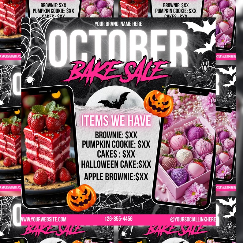 October Bake Sale Flyer, Bakery Flyer, Sweet Treats Flyer, Bake Shop Flyer, Cake Pastry Flyer, Dessert, Digital Download, Canva Editable