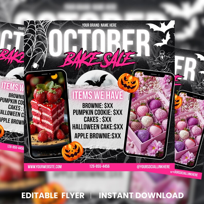 October Bake Sale Flyer, Bakery Flyer, Sweet Treats Flyer, Bake Shop Flyer, Cake Pastry Flyer, Dessert, Digital Download, Canva Editable