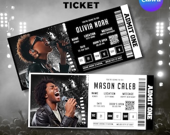 Editable Concert Ticket Template, DIY Event Ticket, Surprise Gift Custom Concert Ticket, Printable Concert Tickets Gift Idea, Canva Template