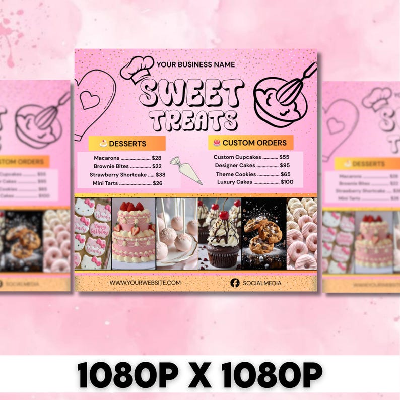 Bakery Flyer, Sweet Treats Flyer, Bake Sale Flyer, Dessert Flyer, Bake ...