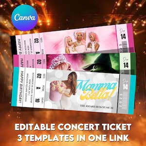 Physisches Theaterticket, benutzerdefinierte personalisierte laminierte Broadway-Veranstaltungskarte, Geschenk benutzerdefinierte Konzertkarte, Canva bearbeitbar