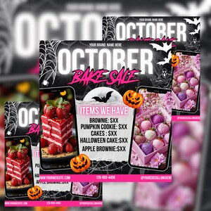 October Bake Sale Flyer, Bakery Flyer, Sweet Treats Flyer, Bake Shop Flyer, Cake Pastry Flyer, Dessert, Digital Download, Canva Editable