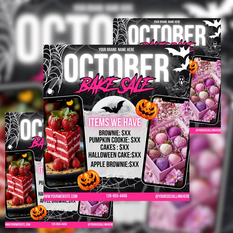 October Bake Sale Flyer, Bakery Flyer, Sweet Treats Flyer, Bake Shop Flyer, Cake Pastry Flyer, Dessert, Digital Download, Canva Editable