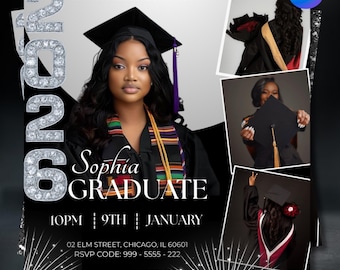 Graduate Flyer, Graduation Party Flyer, Graduation Invitation, College Decision, Senior Grad Announcement, Class of 2025 Flyer, DIY in Canva