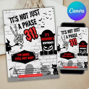 Emo Birthday Invitation, Pop Punk Party Invitation, Elder Goth Warped Scene, Spray Paint Goth Scene Party Invitation, Canva Editable