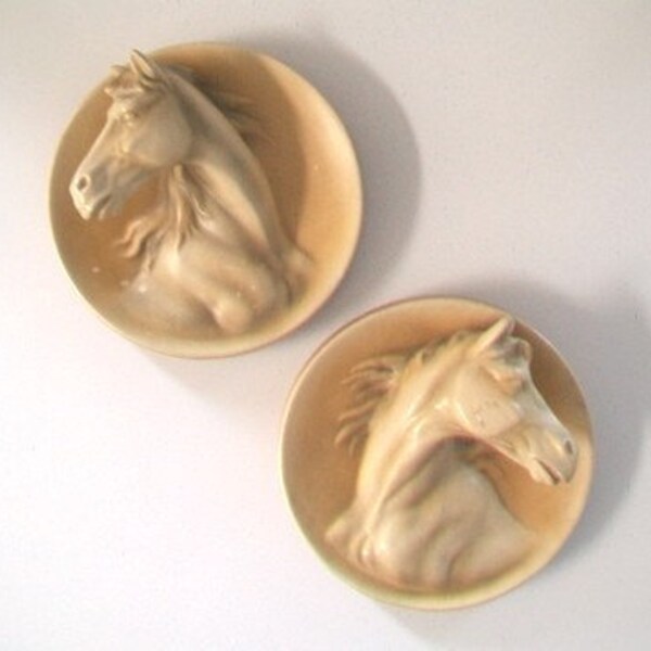 Chalkware Horse Plaques Equestrian Wall Hangings