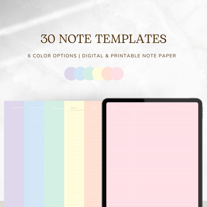 Digital Notebook Paper | Note Taking Templates |pastel Digital Pages ...