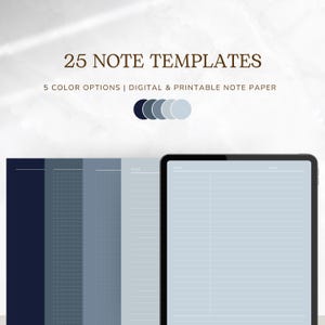 Digital Notebook Paper | Note Taking Templates |Blue Digital Pages | GoodNotes | Notability | PDF | Student | College Notebook Paper