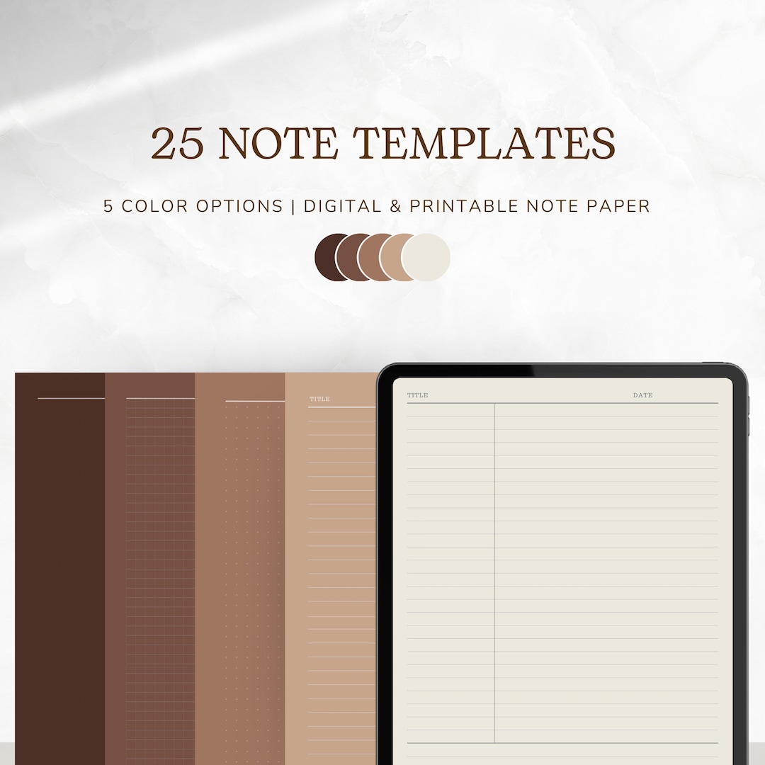 Digital Notebook Paper | Note Taking Templates |brown Digital Pages ...