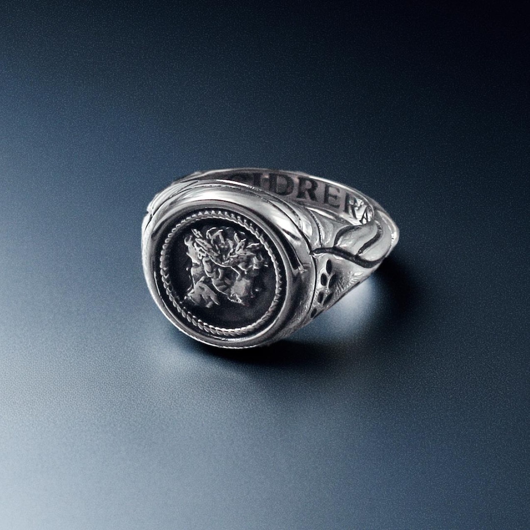 Jano Rind Anillo de sello del dios Jano, elaborado artesanalmente a partir de ...