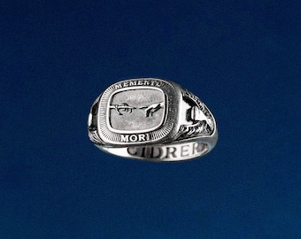Anillo de sello Memento Mori con Manos Creación de Adán, sello de Plata de Ley 925 hecho a mano, Live Once Ring de Cidrera