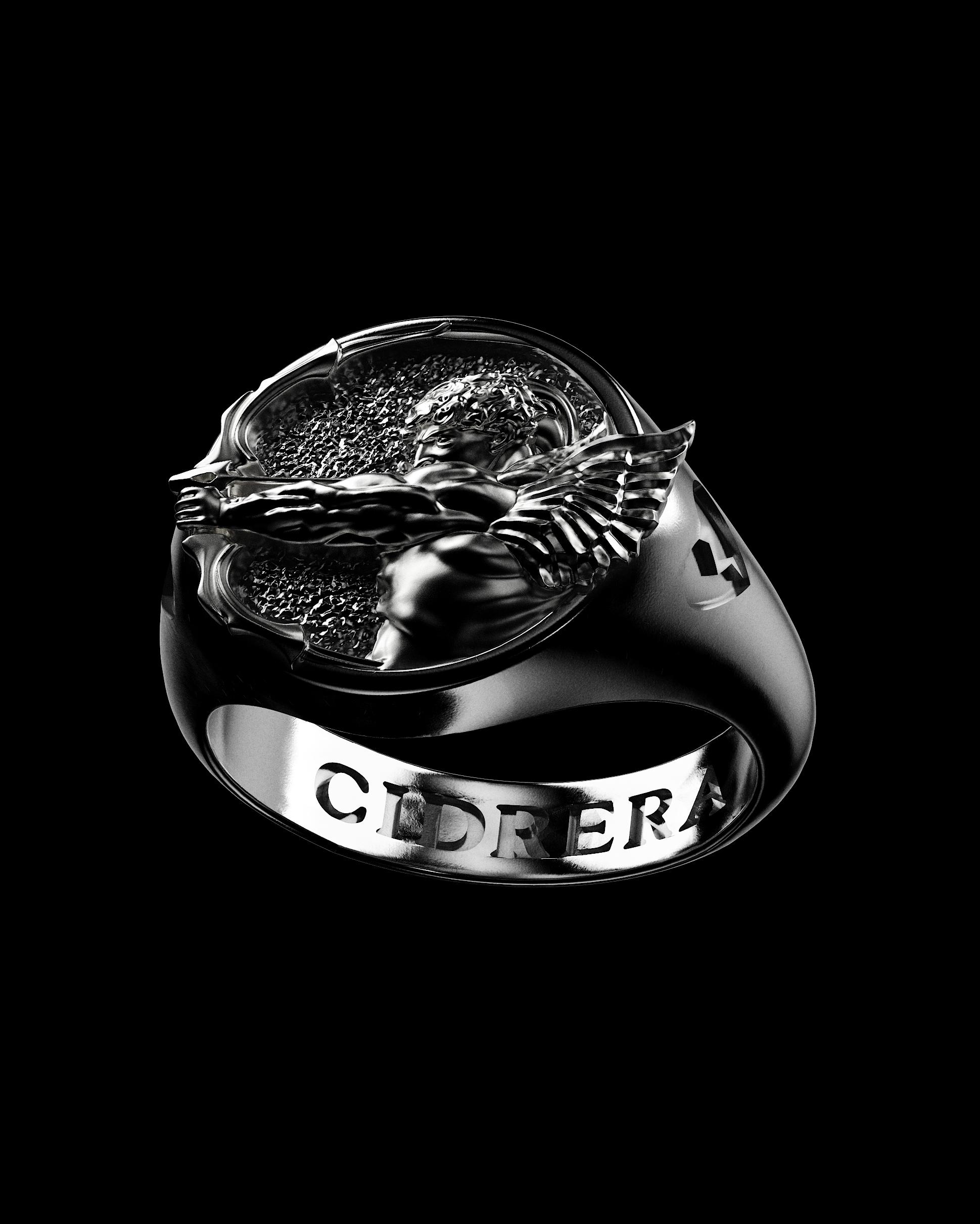 Chevalière Homme Argent Sterling Avec Pierre D'ambre - Taille FR 56 (US 7.5) - Occasion Très Bon état