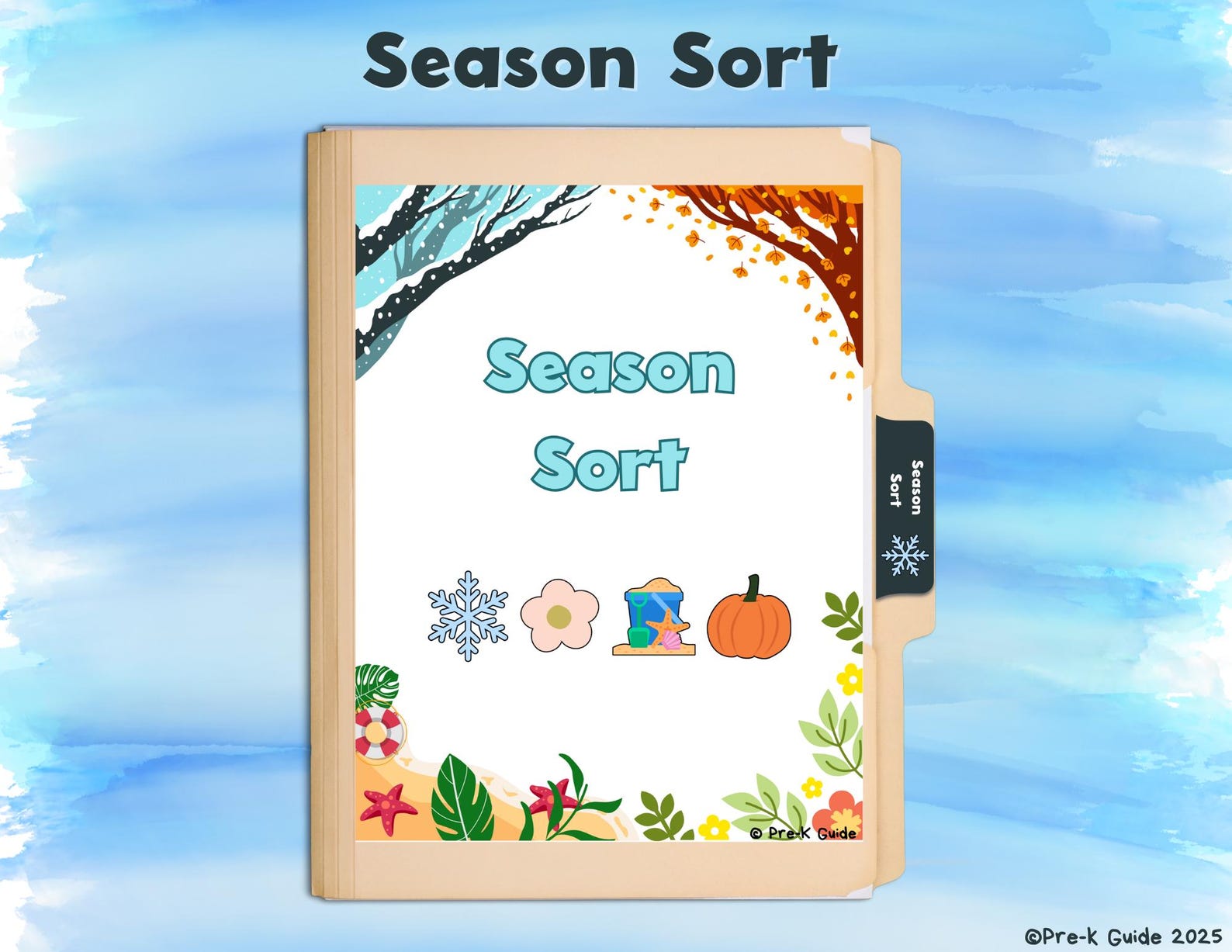 Pre-k Season Sorting File Folder Game: Visual Learning (digital ...
