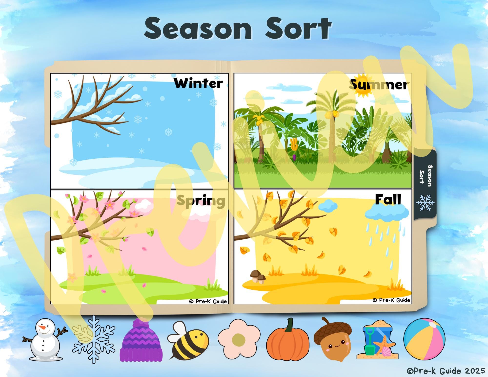 Pre-k Season Sorting File Folder Game: Visual Learning (digital ...