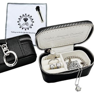 Mini Reise Schmuck Ring Fall mit Sicheren Karabiner Schlüsselbund Schmuck Box Tragbare Ring Lagerung mit Verschluss Ring Ohrring Halskette Veranstalter