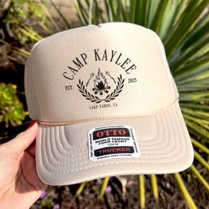 Custom Camping Trucker Hats, Bachelorette Camping Glamping Merch,Personalized Mountains Retro Birthday Girls Trip Bach Party Favors