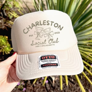Custom Bachelorette Party Trucker Hats: Charleston Social Club