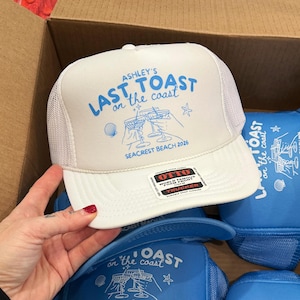 Custom Bachelorette Party Trucker Hats: Last Toast on The Coast Favors
