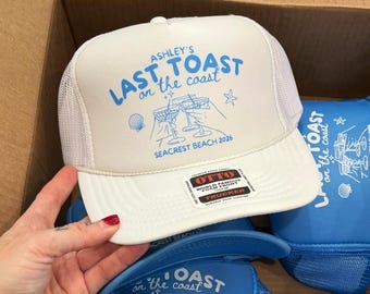 Custom Bachelorette Party Trucker Hats: Last Toast on The Coast Favors
