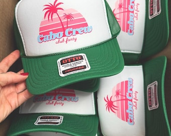 Custom Birthday Trucker Hat: Trendy Beach Party Favor Cabo Crew
