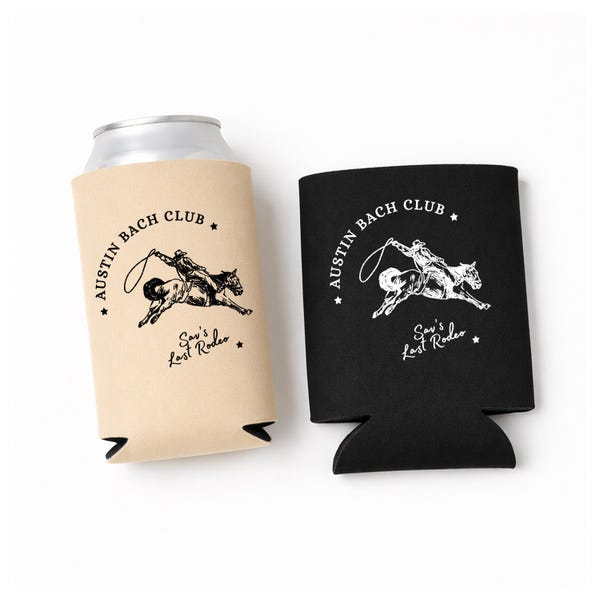 Custom Bachelorette Can Coolers: Last Rodeo Cowgirl Party Favors