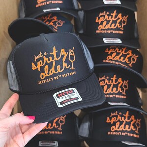 Custom 'Just a Spritz Older' Birthday Trucker Hat: Party Crew Gift, Spritz Theme image 2