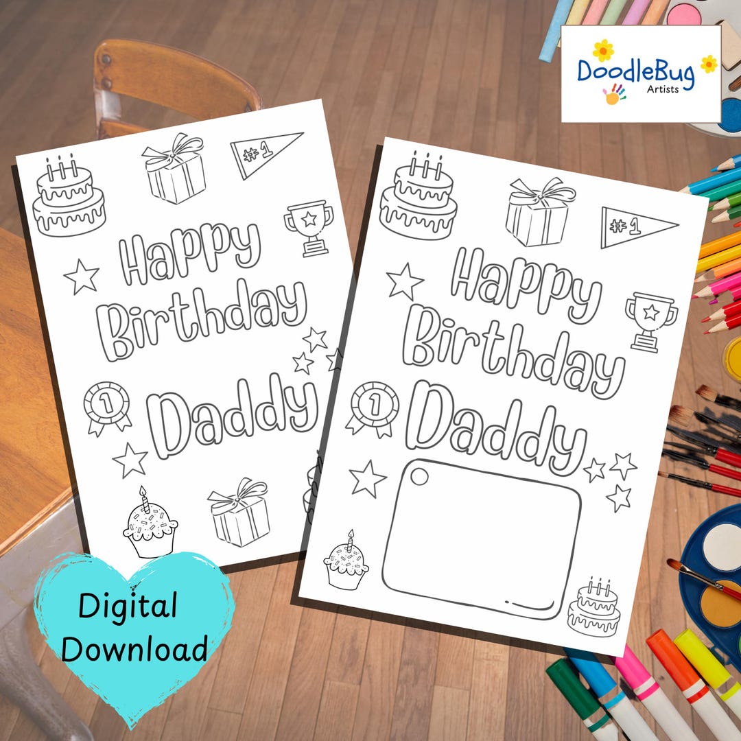 Happy Birthday DADDY Printable Personalised Custom Hand Made Coloring ...
