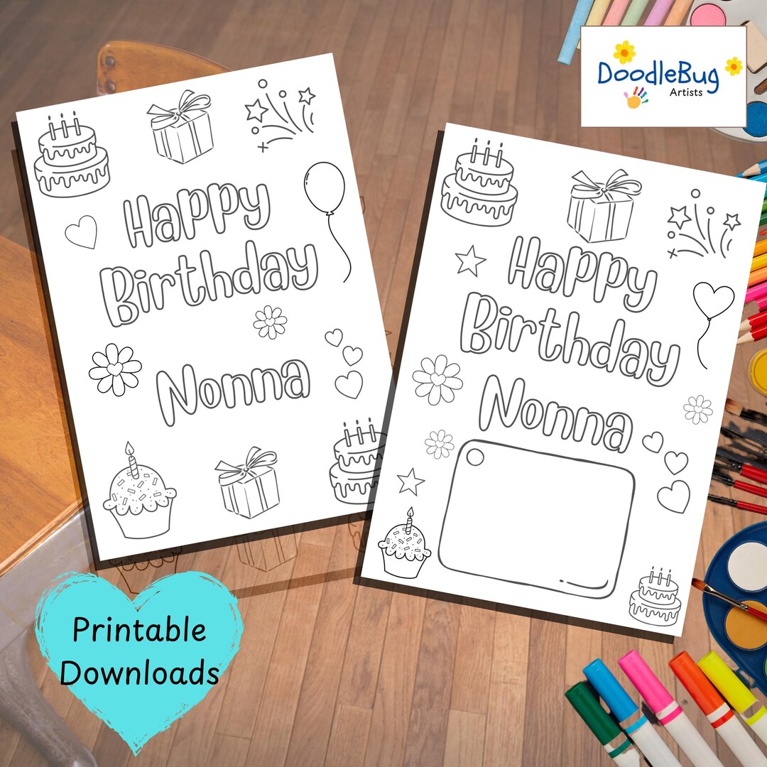 Happy Birthday NONNA Printable Personalised Custom Hand Made Coloring