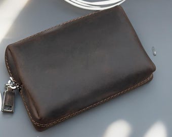 Custom Leather Tech Organizer for Men – Personalized Charger Case – Gift for Dad, Husband, Brother, Father's Day