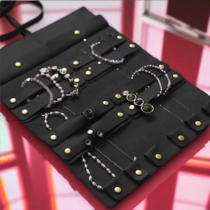 Personalized Jewelry Case, Leather Jewelry Roll, Jewelry Organizer for Women – Gift for Wife, Mom or Bridesmaid