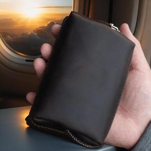 Leren kabelopbergtas – koord reisetui voor technische accessoires, opladers, snoeren – compacte opbergtas voor gadgets
