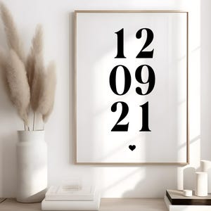 Minimalistischer benutzerdefinierter Datumsdruck | Besonderes Datum Print | Jubiläumsgeschenk | Hochzeitsgeschenk | Valentinstag Geschenk Geschenke für Paare | Paare Geschenke
