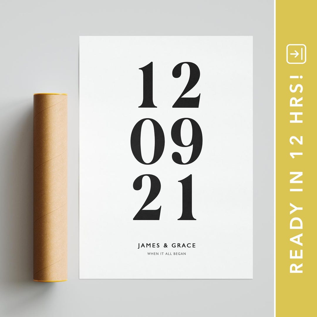 When It All Began Date Print | Custom Date Print | Personalised Gift ...