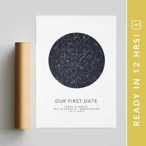 Unser erstes Date Sternenkarte | Personalisierte Sternkarte Druck | Personalisiertes Geschenk für Paare Valentinstag Geschenk | Personalisiertes Valentinstagsgeschenk